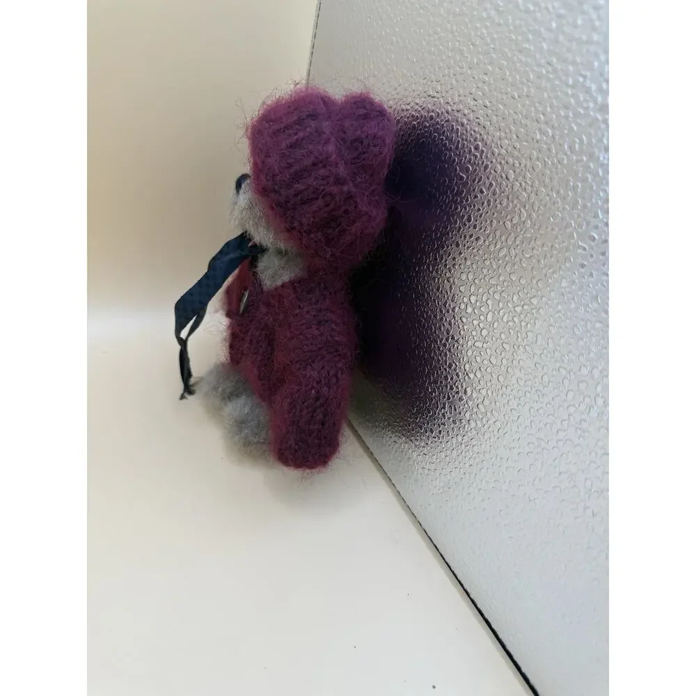 Boyds Bears Plush 8” Burgundy Hooded Sweater Stuffed Teddy Bear Vintage